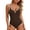 Brown, variant on SOOMLON 1 Piece Bathing Suits for Women Spaghetti Strap Slit Neck Tankini Swimsuits Smocked Push up Swimwear Bathing Suits