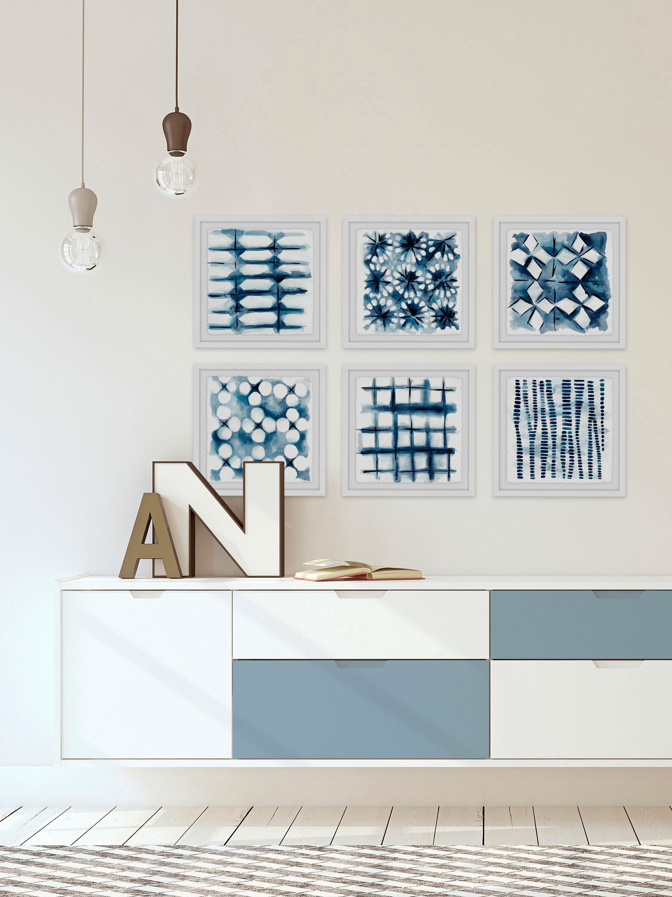 Indigo Study Hexaptych