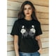 thumbnail image 1 of Women's Summer Casual T-Shirt Fashion Butterfly Rose Flowers Retro Style Print Short Sleeve Round-Neck Tops, 1 of 6