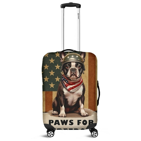 Freedom Paws Patriotic Boston Terrier Vintage Memorial Day Travel Luggage Cover Gentleman Dog Lover Gifts Suitcase Dust Protective Decor - 12006