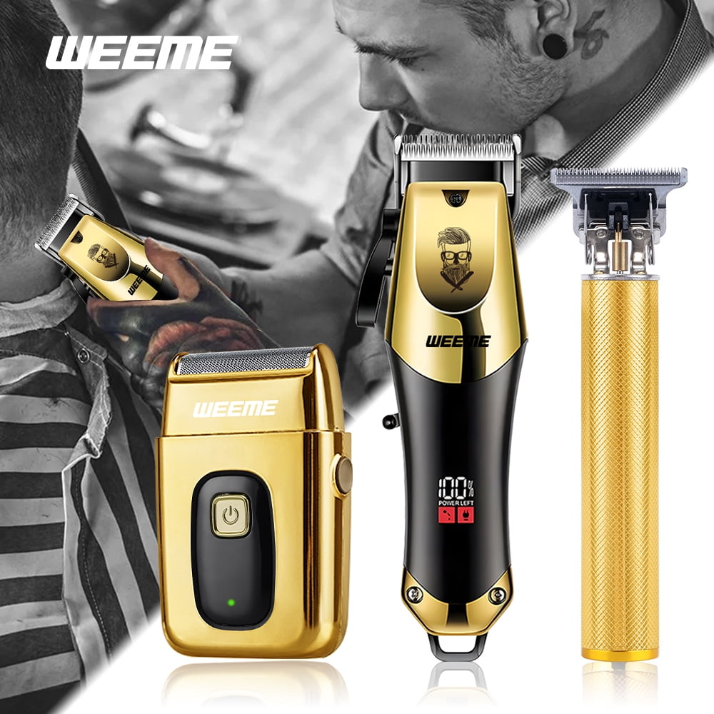 Men's Hair Clipper Kit, Cordless Professional T-Blade Trimmer Set with Adjustable Fade Dial, 4 Guide Combs (1.5-6mm), USB Rechargeable 2-in-1 Razor for Hair & Beard, Home Salon Barber Tool Gift