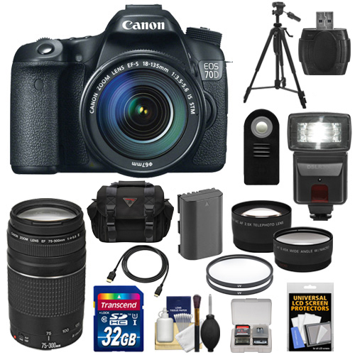 Canon EOS 70D Digital SLR Camera & EFS 18135mm IS STM Lens with 75