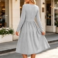 thumbnail image 3 of Livrdious Fall Dresses for Women Long Sleeve A Line Striped Dress Womens Casual Midi Flowy Dresses, 3 of 6