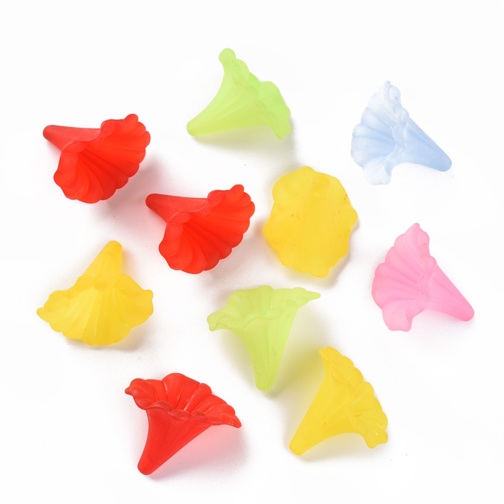 500g Random Mixed Color Transparent Frosted Style Acrylic Flower Beads Bracelet Necklace Spacer Loose Beads Charm Pendant Beads Jewelry