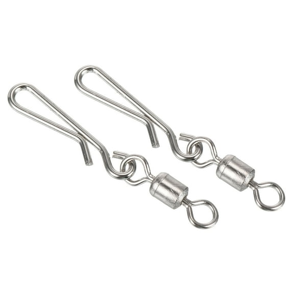 Fishing Rolling Swivel with Hanging Snap, 40lb Stainless Steel Fishing Terminal Tackle, Silver 60 Pack