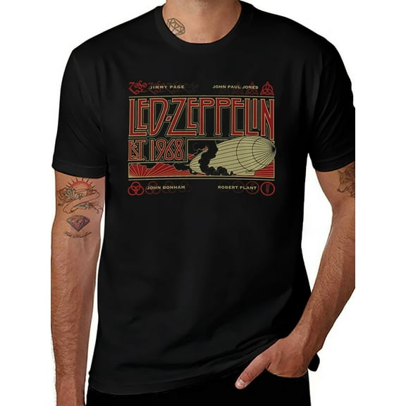 Classic Rock Vintage T-Shirt, 1968 Retro Music Tour Tee for Men & Women, Band Inspired Graphic Cotton Concert Shirt Black-style 5XL