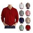 thumbnail image 4 of Top informal para hombre, cuello vuelto, botón frontal, manga larga, transpirable, Top de ajuste informal para hombre para otoño, 4 of 6