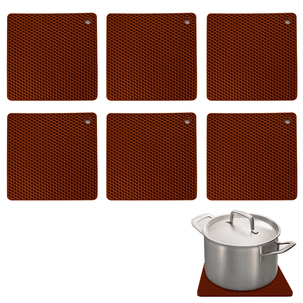 6 piezas cuadradas de panal de silicona para mantel individual - marrón MFZFUKR CPB-DE-LYY1766-4