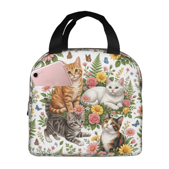 Cute Cat Lunch Bag For Women Men, Insulated Reusable Lunch Tote Bag, Large Capacity Lunch Box For Work, Leakproof Cooler Lunch Bag For Office Picnic Travel