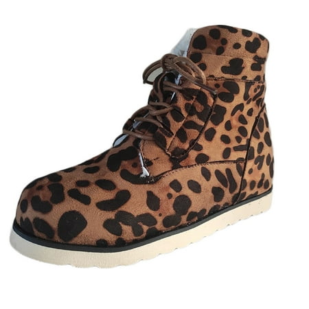 

Fesfesfes Fuzzy Boots Women Retro Vintage Solid Short Plush Wedge Heel Winter Snow Lace-up Colorblock Shoes 8.5(42)