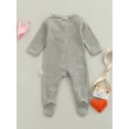 thumbnail image 4 of Qiylii Baby Footed-wrap Striped Bodysuit, Long Sleeve Round Neck Romper, 4 of 8