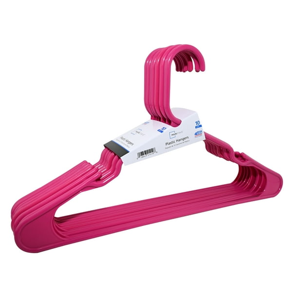 Mainstays Clothing Hangers, 10 Pack, Magenta Gem, Durable Plastic