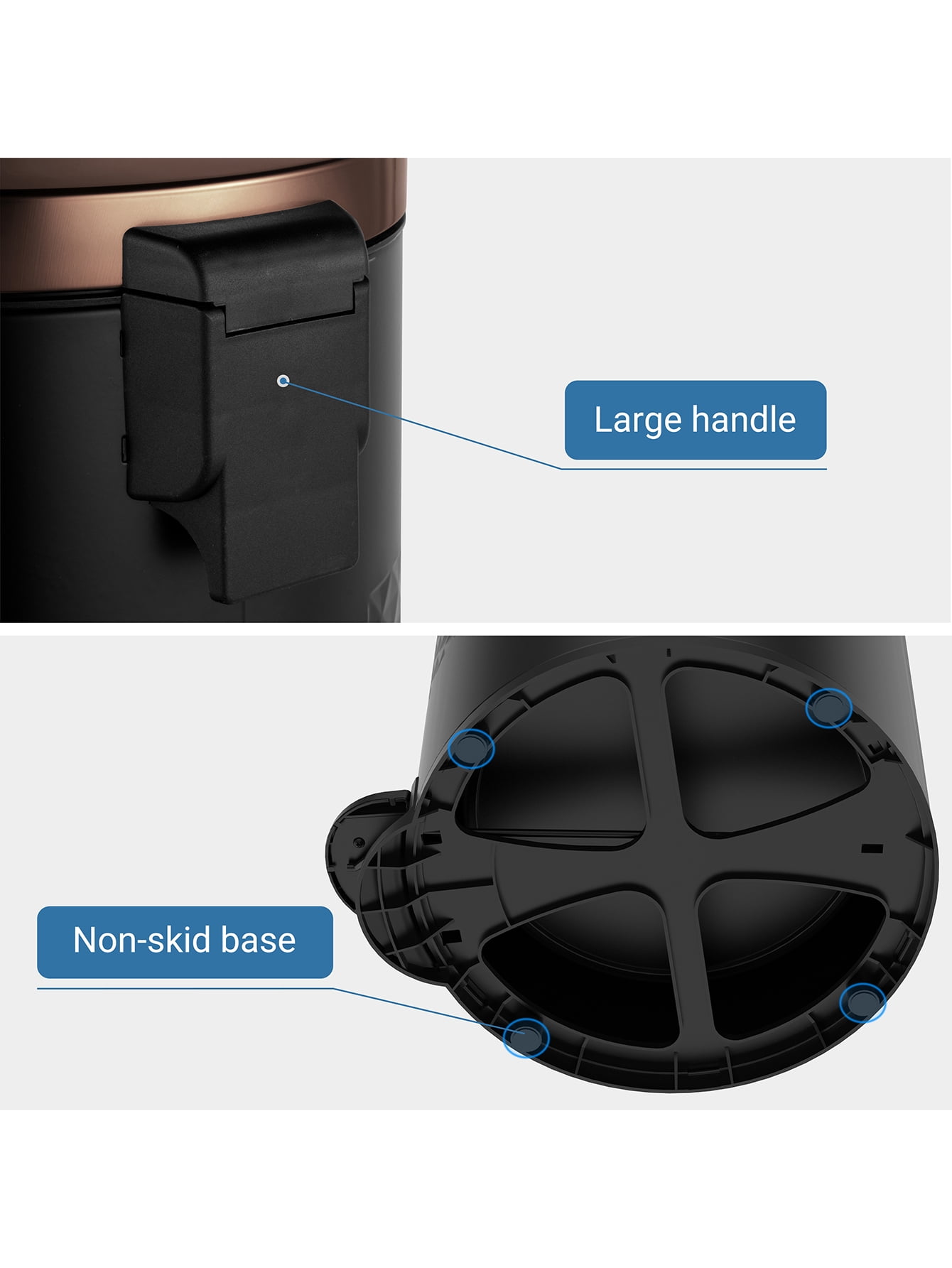 Innovaze 8 gal. Carbon Steel Step-on Trash Can, Matt Black Metal Round Garbage Can with Diamond Body for Kitchen