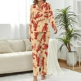 thumbnail image 2 of Top-kevin Pajama Sets for Womens Lobster Pattern Loose Button Down Long Sleeve Shirts And Pants Set, 2 of 12