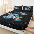 thumbnail image 3 of jejeloiu Blue Monogrammed K Bed Sheets,Universe Starry Sky King Sheets,Cosmos Nebula Kawaii Astronsut Sheet Set For Boy Teens,Ultra Soft Bedroom Decor,4 Pieces, 3 of 7