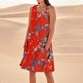 thumbnail image 2 of Dresses for Women Printing Casual Sleeveless Linen Loose Fitting Midi Dress With Pockets,Size S-XXXL, 2 of 6