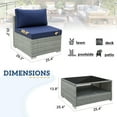 thumbnail image 5 of EAGLE PEAK 3 Piece Outdoor Armless Wicker Sofa Set with Removable Cushions and Coffee Table, Dark Blue, 5 of 10