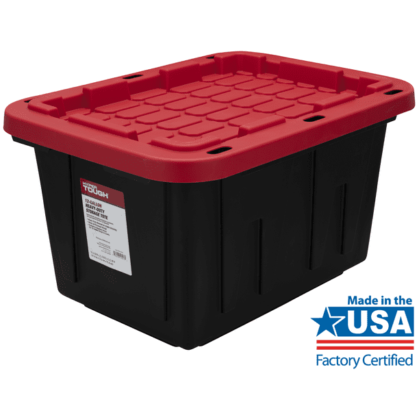 Hyper Tough 12 Gallon Snap Lid Stackable Plastic Storage Tote, Black