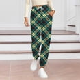 thumbnail image 2 of Ecqkame Women's Pajama Pants Plaid Printing Lounge Comfy Pant Casual Loose Straight Everyday Trousers with Drawstring Pockets Green XL, 2 of 6