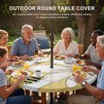 thumbnail image 3 of Round Outdoor Tablecloth with Umbrella Hole and Zipper, White Daisy Rustic Tablecloth with Elastic Waterproof, Pastoral Flowers Honeybees Yellow Wood Patio Table Covers for 55" - 60" Pool Tables, 3 of 9