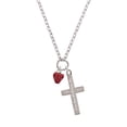 thumbnail image 2 of Delight Jewelry Silvertone Mini Red Enamel Strawberry Everlasting Love Engraved Cross Zoey Necklace, 28", 2 of 4