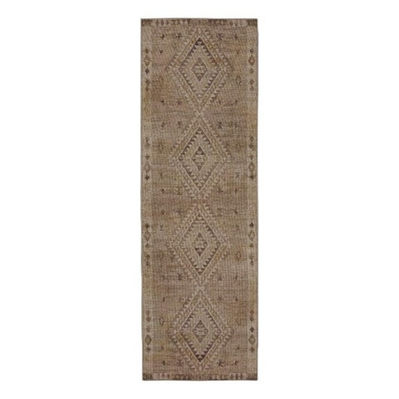 Linon Dillon Tifton Sand and Brown 2'6" X 8' Runner Rug