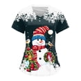 thumbnail image 2 of Uniformes de enfermera navideños para mujer, ropa de trabajo con cuello en V y manga corta con estampado y bolsillo, ropa de trabajo para enfermeras, monos, uniformes médicos, 2 of 5