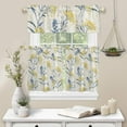 thumbnail image 3 of 3 Piece Curtains Tiers and Valances Set, Blue Leaves Yellow Berries Floral Summer Farm Plant Print Rod Pocket Short Window Treatment Tiers Curtains Panel and Valance for Cafe Bathroom Kitchen, 3 of 6
