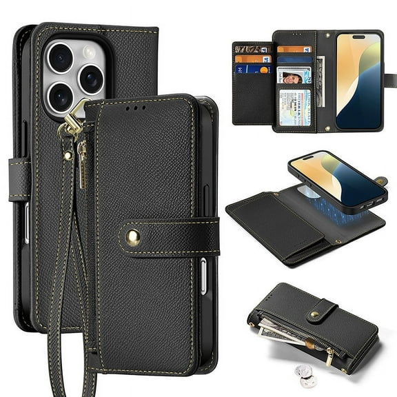 XIHAMA For IPhone16/Plus/Pro Max/Pro two-in-one mobile phone case Genuine leather magnetic detachable Apple 16 wallet leather case