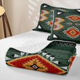 thumbnail image 4 of Erosebridal Boho Aztec Twin Quilt Set, Vintage Rhombus Twin Coverlet Set, Sage Rust Mustard Turquoise 2 Pieces, 1 Bedspread and 1 Pillowcase, 4 of 7