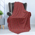 thumbnail image 4 of Mudcloth Soft Flannel Fleece Throw Blanket, Native Folkloric Boho Inner Squares with Little Dots Pattern, Cozy Plush for Indoor and Outdoor Use, 50" x 70", Ruby Blue Green, by Ambesonne, 4 of 5