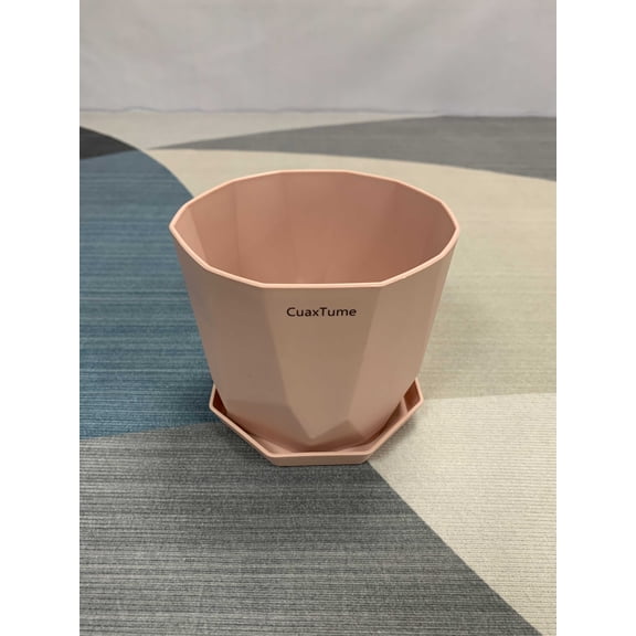 CuaxTume Flower Pots 4.7 Inch Plastic Planters Small Plant Pot with Drainage Hole and Tray, Plant Pots for All Home Garden Flowers Succulents ﻿ ﻿