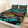 thumbnail image 3 of Homewish Racing Car Boys Full Size Sheets, Watercolor Splatter Stripes Bed Sheets, Extreme Sports Theme Sheet Sets, Breathable Home Decor, 4pcs, 3 of 7