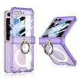 thumbnail image 1 of Funda Z Flip 5, funda transparente Magsafe compatible con Samsung Galaxy Z Flip 5 con protección de bisagra con soporte de anillo, color morado, 1 of 1