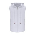 thumbnail image 4 of RYRJJ Sleeveless Hoodies for Men Casual Slim Fit Zip-Up Swiss Dot Drawstring Hooded Workout Tank Tops Fitness Muscle T Shirt(White,XXL), 4 of 6