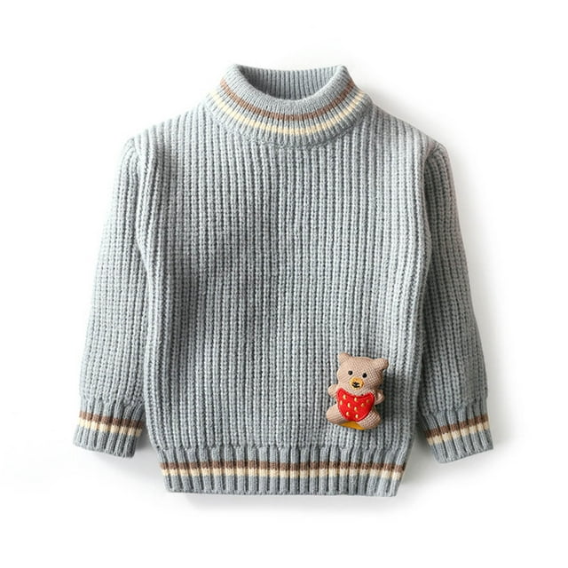 RXIRUCGD Chandail Décontracté à Manches Longues Chaud à Col Rond pour Fille et Garçon ( Bleu Pâle, Taille : 6 Ans )