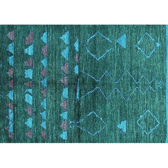 Ahgly Company Indoor Rectangle Solid Turquoise Blue Modern Area Rugs, 5' x 7'