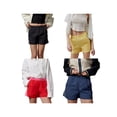 thumbnail image 4 of Yunliwuli Women's Fashion Shorts Contrast Stripe High Elastic Waist Short Pants Summer Casual Shorts, 4 of 9