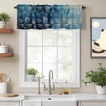 thumbnail image 2 of Summer Retro Valance Curtain White Marine Life Conch Shells Blue Gradient Linen Window Valances Rod Pocket Short Curtains Window Treatments for Kitchen Bedroom Bathroom Laundry 54" x 18", 2 of 9