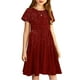 thumbnail image 5 of Odeerbi Niñas de Verano Vestido de Línea A Brillante Swing Vestido Niños Color Sólido Vestido Elástico de Manga Corta, 5 of 7