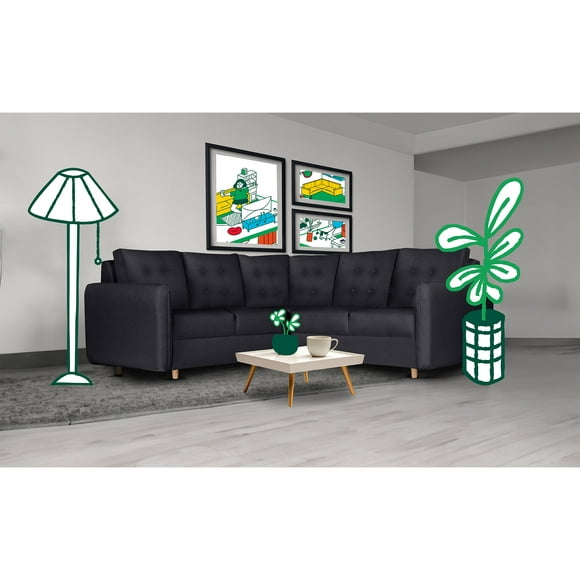 Sala Esquinera Makora Astori Gris Oxford Lino De 5 Plazas Makora Sala Esquinera Modular 3 Piezas