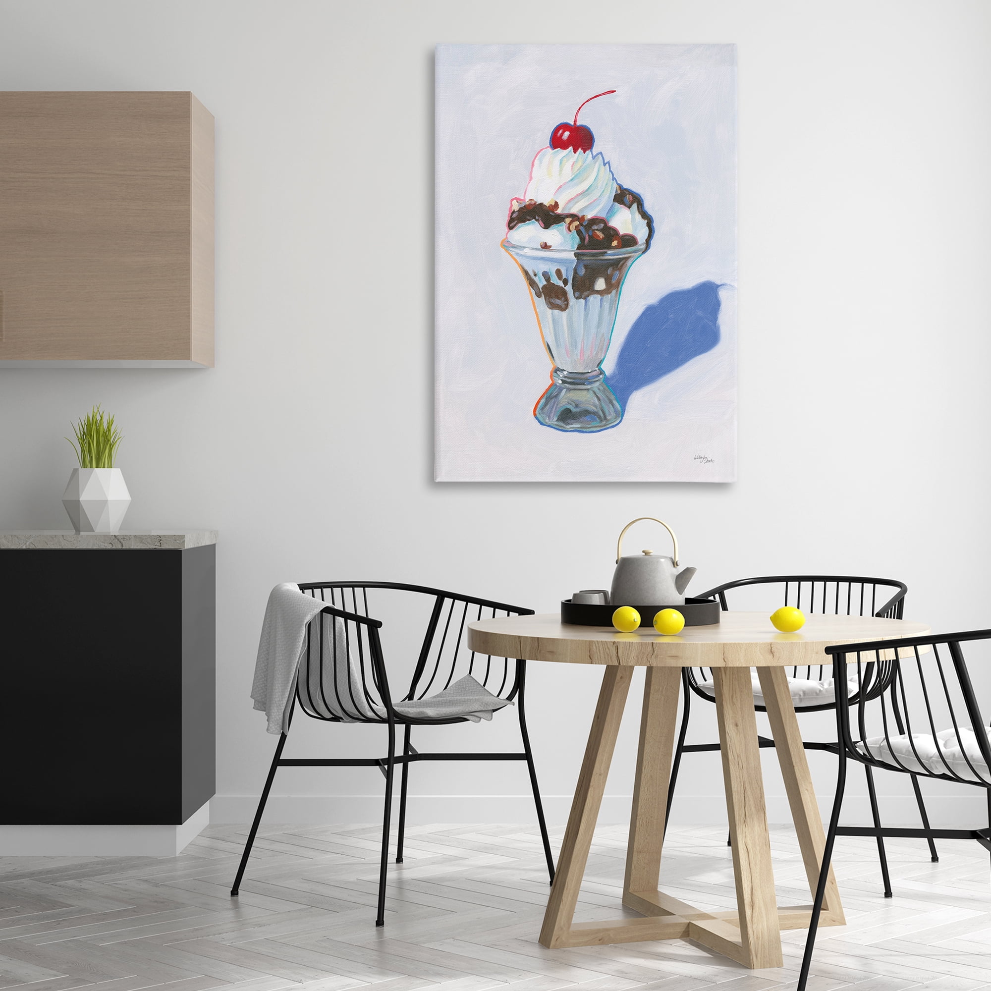 Stupell Industries Ice Cream Sundae Food & Beverage Painting Wrapped Canvas Art Print Wall Art, 30 x 45