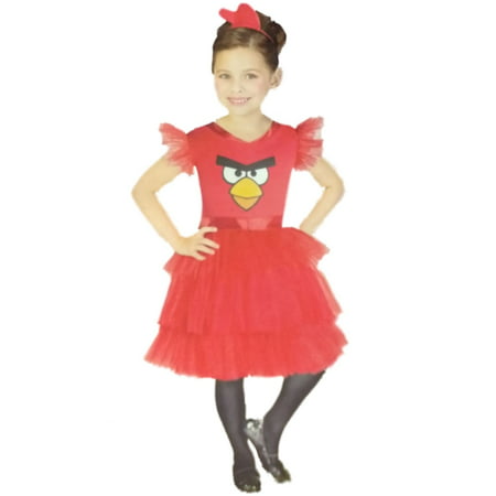 Girls Red Angry Bird Glitter Tutu Halloween Dress Costume Small