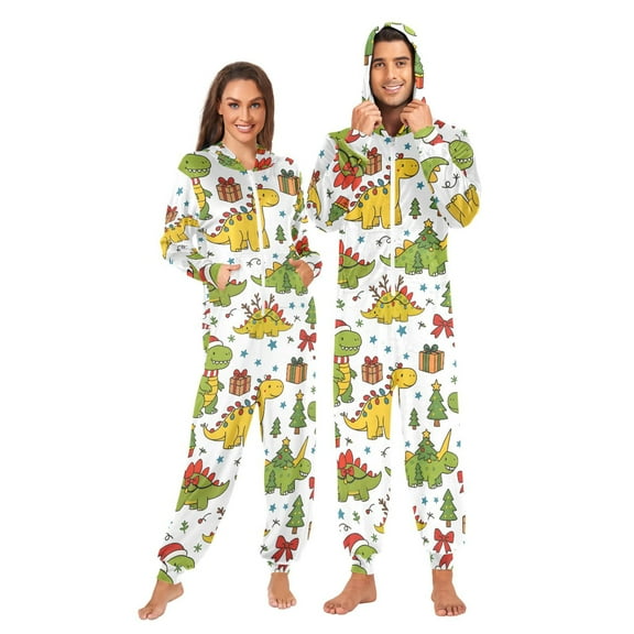 Cartoon Dinosaur Adult onesie Pajamas, Crystal Velvet Ultra Soft Warm Jumpsuit for Men and Women