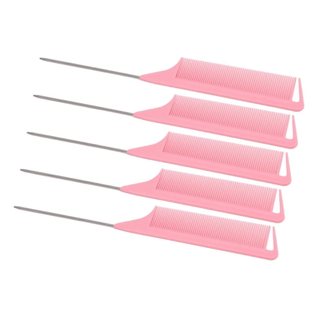 15PCS Rat Tail Comb High Temperature Resistant Steel Pin Palstic Hair Styling Comb for Barber Shop