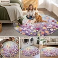 thumbnail image 6 of 8ft Round Rug, Blue Spring Floral Non-Skid Rubber Backing Large Area Rugs - Living Room Bedroom Home Office, Summer Daisy Botanical Oil Painting Indoor Floor Mat Carpets Washable Rug, 6 of 9