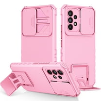 for Samsung Galaxy A53 5G Military Grade Heavy Duty Shockproof Protection Case, with Bracket and Lens Slide Window Hybrid 2 in 1 Phone Cover for Samsung Galaxy A53 5G 6.5 inch,Pink