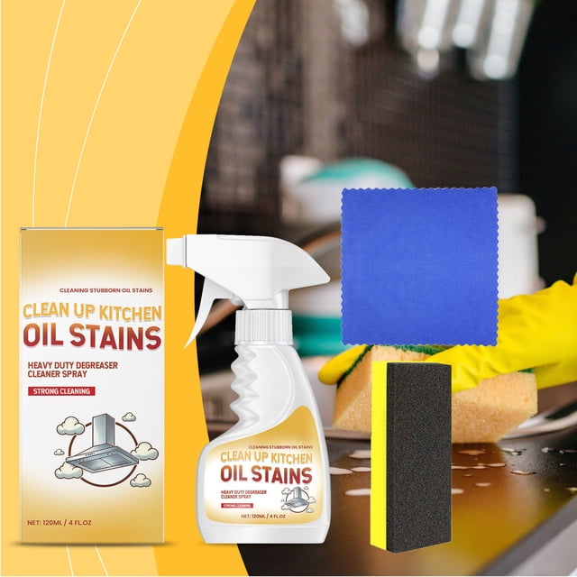 Limpiador de Manchas de Aceite para Cocina en Spray, Desengrasante de Alta Resistencia para Estufas, Campanas Extractoras, Parrillas, 120 ml, Seguro para Acero Inoxidable, Azulejos, Vidrio