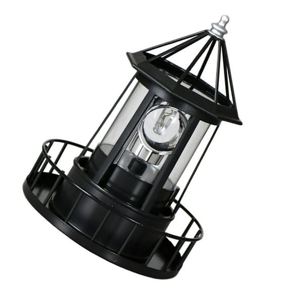 Solar Rotating Light Lighthouse Houses Lights Tower Powered Table Lamp Abs Iron