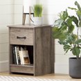 thumbnail image 1 of South Shore Tassio 1-Drawer Nightstand with Open Storage Space for Adult, in Weathered Oak, 1 of 10